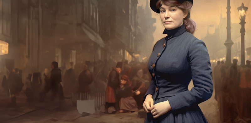 AI rendering of Maggie Keville on a Chicago street